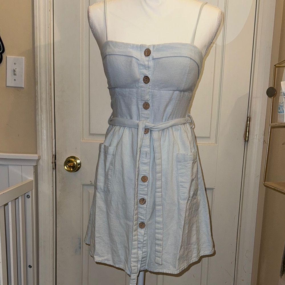 Mind Code blue Buttoned Sundress Sleeveless